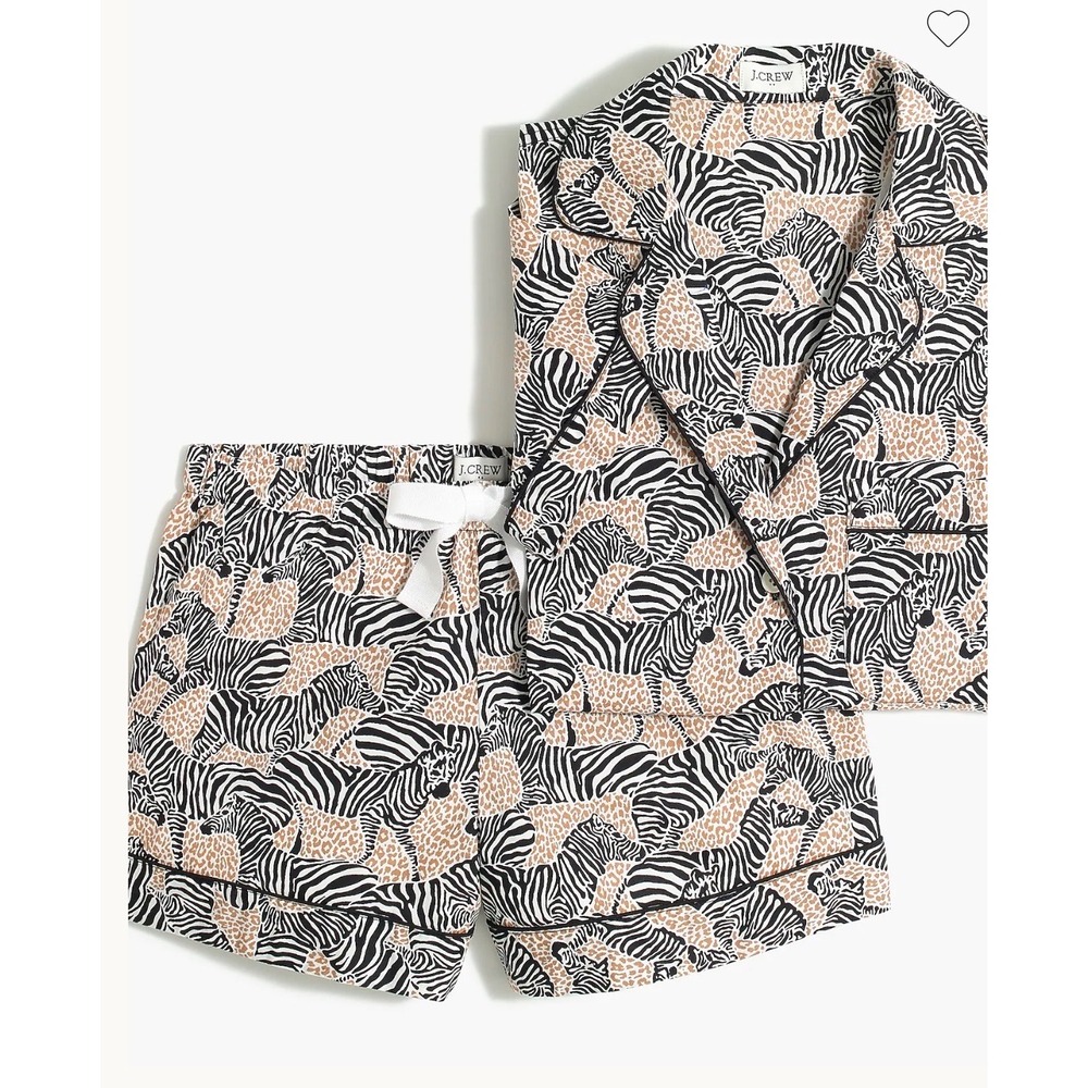 J CREW Printed short-sleeve pajama set zebra print cotton medium
